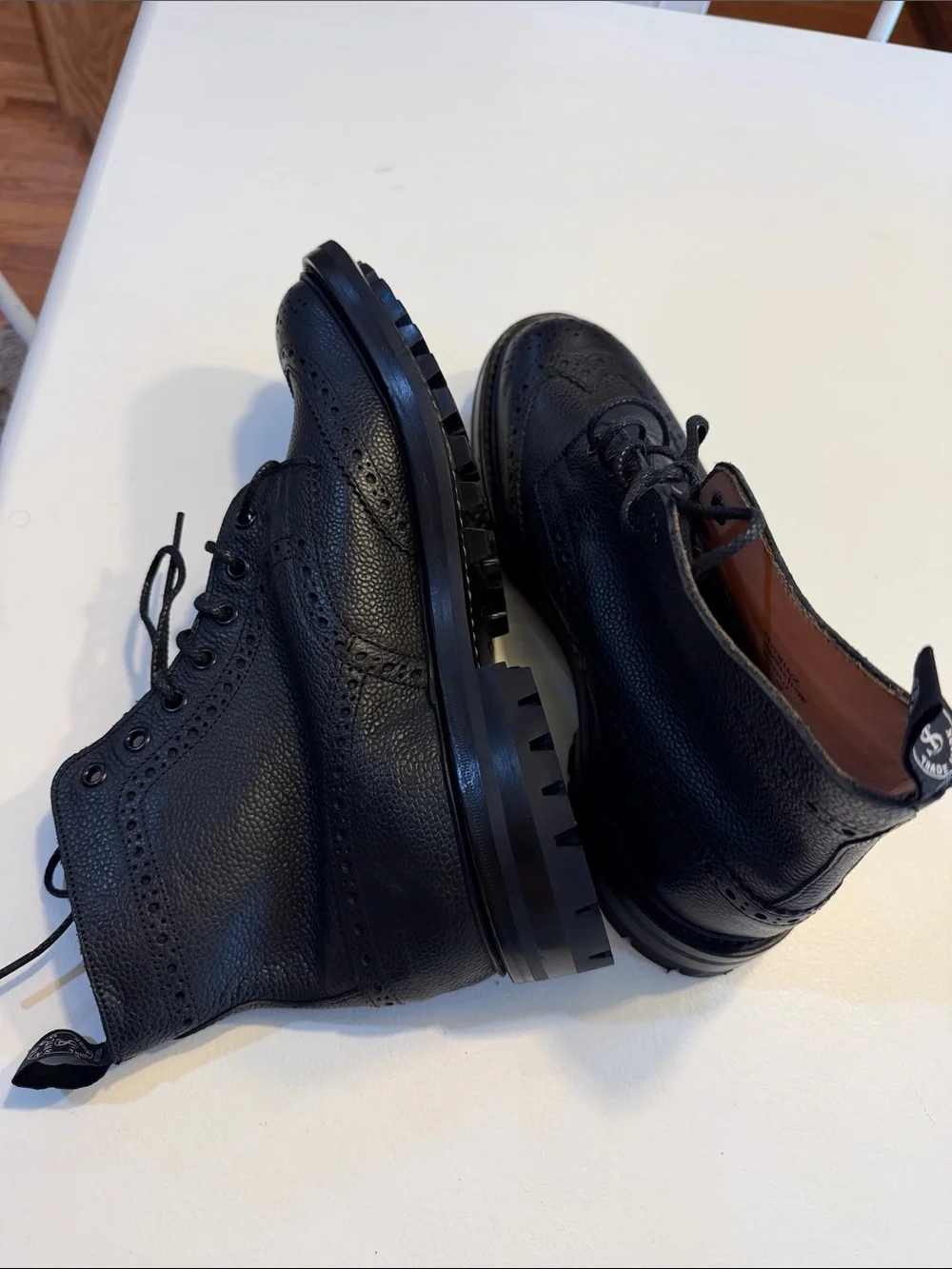 Todd Snyder Trickers Black Leather  Lace-Up Boots Sz 9.5.  New. No box.  Bag1